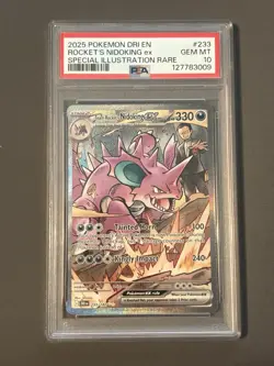 2025 POKEMON DRI EN-DESTINED RIVALS #233 TEAM ROCKET'S NIDOKING EX PSA 10 - Image 1