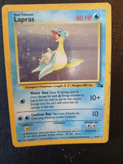 Lapras Fossil Set 10/62 Holo Shiny Old Rare Pokemon Card - Image 1
