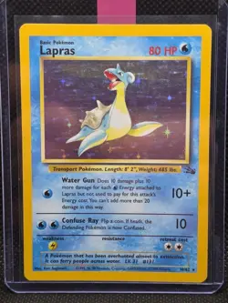 Pokemon Card - Lapras 10/62 Holo Unlimited Holo Rare - Fossil WoTC- MPlay - Image 1