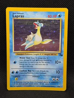 Pokemon Card - Lapras 10/62 Holo Unlimited Holo Rare - Fossil WoTC- MPlay - Image 2