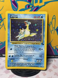 Pokemon TCG Lapras 10/62 Fossil Holo Card Vintage WOTC - Image 1