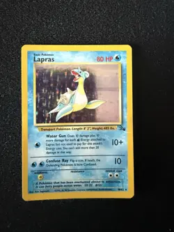 1999 Pokemon Lapras Holo Foil Rare Card 10/62 Unlimited Edition, Fossil Set - Image 1