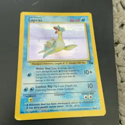 RARE Pokemon Card Original 1999 Lapras Fossil Holo NM 10/62 - Image 1