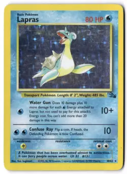 Pokemon Card - Lapras 10/62 Holo Unlimited Holo Rare - Fossil - MP 2 - Image 1