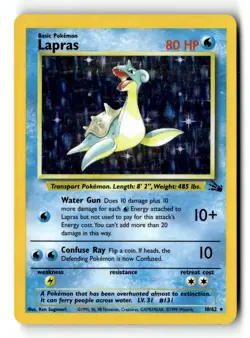 Pokemon Card Lapras (10) Unlimited Holo LP Fossil 10/62 - Image 1