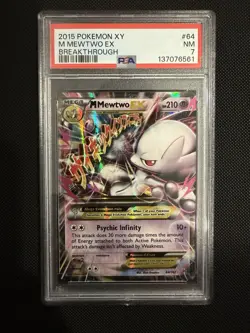 Pokemon TCG: M Mewtwo EX 64/162 XY Breakthrough Holo PSA 7 - Image 1