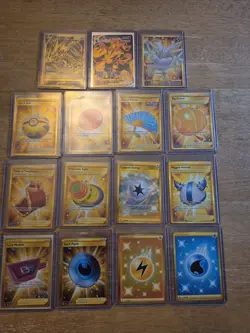 Pokemon Gold Secret Rare Lot Of 15 Sword And Shield; Frosmoth, Quickball + More - Image 1