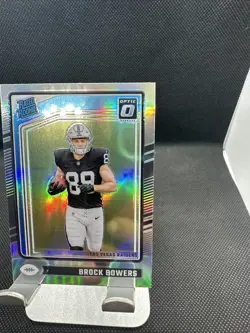 2024 Donruss Optic Silver Holo Rated Rookie RC Brock Bowers #215 Raiders - Image 3