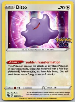 Pokemon TCG Ditto Pokemon GO 053/078 Holo Near Mint - Image 1