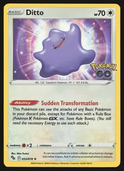 Pokemon GO Ditto #053/078 Holo Rare Pokemon Card - Image 1