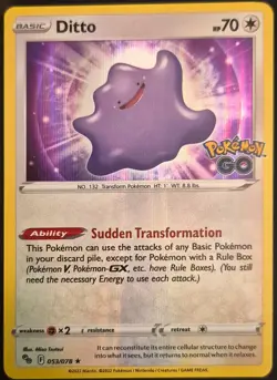 Ditto 053/078 Holo Rare Pokemon GO Pokemon Holo Near Mint - Image 2