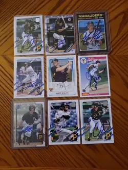 Pittsburgh Pirates 9 Card Lot Signed IP Auto RC Rookie 1st Bowman Chrome Topps - Image 1