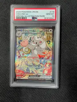 2026 POKEMON CRI EN-CHAOS RISING SPECIAL ILLUSTRATION RARE CINCCINO EX PSA 10 - Image 1