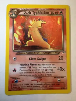 Pokemon TCG Dark Typhlosion Neo Destiny Holo Rare 10/105 80 HP - Image 1
