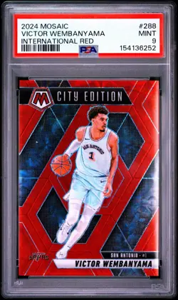 2024-25 Panini Mosaic VICTOR WEMBANYAMA International Red /75 PSA 9 #288 ALIEN👽 - Image 1