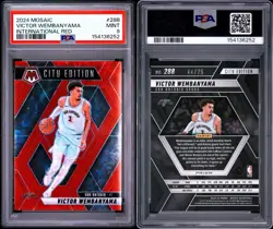2024-25 Panini Mosaic VICTOR WEMBANYAMA International Red /75 PSA 9 #288 ALIEN👽 - Image 3