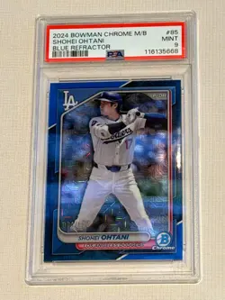 Shohei Ohtani 2024 Bowman Chrome M/B Blue Refractor 4/150 PSA GRADED 9, MINT - Image 1