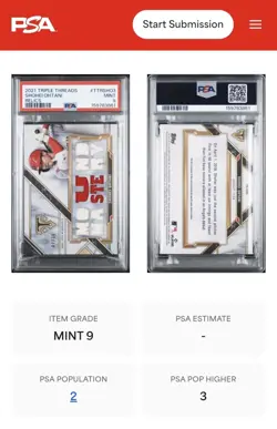 PSA GRADED 9 MINT #/36 PATCH 2021 Topps Triple Threads Relics Shohei Ohtani POP2 - Image 3