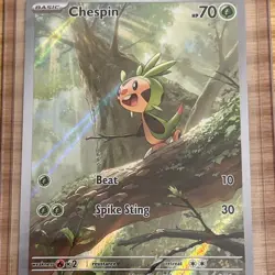 Pokemon Chespin 087/086 ME04: Chaos Rising Illustration Rare Holo NM - Image 3