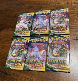 Pokemon TCG Evolving Skies Booster Packs Lot 6 (10 Cards Each) English - Image 1