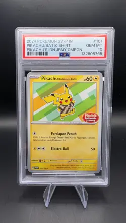 PSA 10 Pikachu Berkemeja Batik 101/SV-P Indonesia Journey Promo Pokemon Card - Image 1