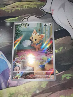 Lillipup 154/086 Illustration Rare, White Flare, Full Art Holo, Pokemon TCG, NM - Image 2