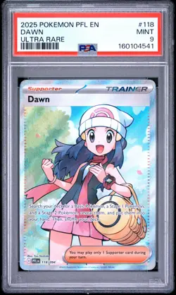 2025 Pokemon Pfl En-Phantasmal Flames #118 Dawn Ultra Rare PSA 9 - Image 1