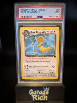 Dark Dragonite 22/82 Non Holo Rare - Team Rocket Vintage 2000 Pokemon TCG PSA 9 - Image 1