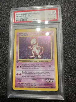 1999 Pokemon FRENCH 1st Edition Base Set Mewtwo Holo 10/102 PSA 4 Card Vintage - Image 2