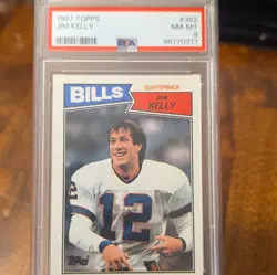 Topps 1987 Jim Kelly #362 Rookie RC PSA 8 Base Set Football Card Bills - Image 1