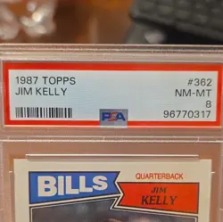 Topps 1987 Jim Kelly #362 Rookie RC PSA 8 Base Set Football Card Bills - Image 3