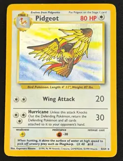 Pidgeot Jungle (No Symbol) 8/64 Holo Rare Unlimited English 1999 Pokemon TCG MP - Image 1