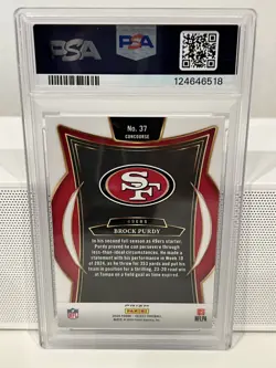 2024 Panini Select BROCK PURDY Silver Prizm PSA MINT 9 #37 San Francisco 49ers - Image 2