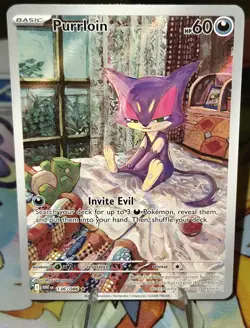 Pokemon TCG Purrloin 136/086 White Flare Illustration Rare Full Art Holo NM - Image 1