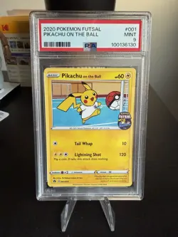 PSA 9 MINT Pikachu on the Ball 001/005 Futsal Soccer PROMO Pokemon Card ENGLAND - Image 1