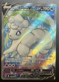 Pokemon TCG Alolan Vulpix V 173/195 Silver Tempest Full Art Ultra Rare NM-M - Image 1