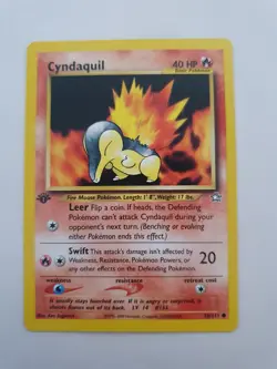 Pokemon Card - Neo Genesis Cyndaquil 56/111 WOTC - NM - 1st Edition - Non-Holo - - Image 1