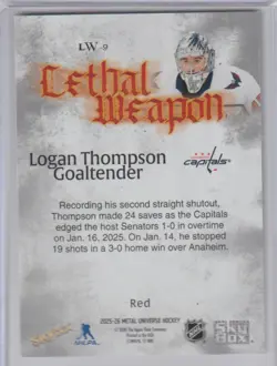2025-26 Skybox Metal Universe Logan Thompson Lethal Weapon Red /100 #LW-9 - Image 2