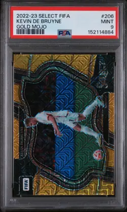 Kevin De Bruyne 2022-23 Panini Select FIFA Gold Mojo /10 Mint PSA 9 - Image 1