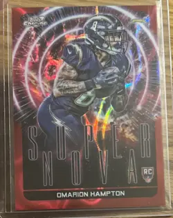 2025 Topps Chrome Cosmic Omarion Hampton Supernova Red Flare Refractor /5 Rookie - Image 1