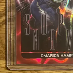 2025 Topps Chrome Cosmic Omarion Hampton Supernova Red Flare Refractor /5 Rookie - Image 5