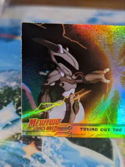 Topps Pokemon Mewtwo Strikes Back Movie Animation Rainbow Mewtwo #7 Holo 1998 🌈 - Image 2