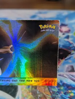 Topps Pokemon Mewtwo Strikes Back Movie Animation Rainbow Mewtwo #7 Holo 1998 🌈 - Image 3