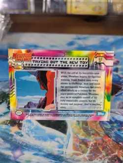 Topps Pokemon Mewtwo Strikes Back Movie Animation Rainbow Mewtwo #7 Holo 1998 🌈 - Image 4
