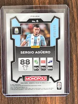 2026 Panini Prizm Monopoly Fifa World Cup - Sergio Aguero #6 Gold Big Money /500 - Image 2