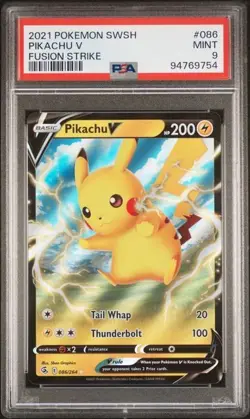 POKEMON 2021 SWSH Fusion Strike PIKACHU V #086 PSA 9 MINT - Image 1