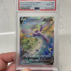 Aerodactyl V 180/196 Alt Art Pokemon 2022 SWSH Lost Origin GEM MINT PSA 10 Card - Image 3