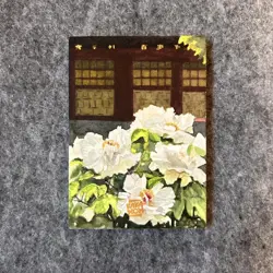 2022 Kakawow The Imperial Palace Hand-Drawn Sketch Card Flowers Window 1/1 KX36 - Image 1