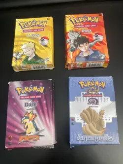 4 POKEMON THEME DECK BOXES/NO CARDS: Brock•Dark/Neo•Abyss/Aquapolis•Lt Surge/Gym - Image 1