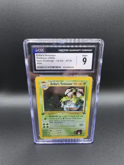 POKEMON CGC 9 Erika's Venusaur 4/132 2000 Gym Challenge 1st Edition Holo SWIRL - Image 1